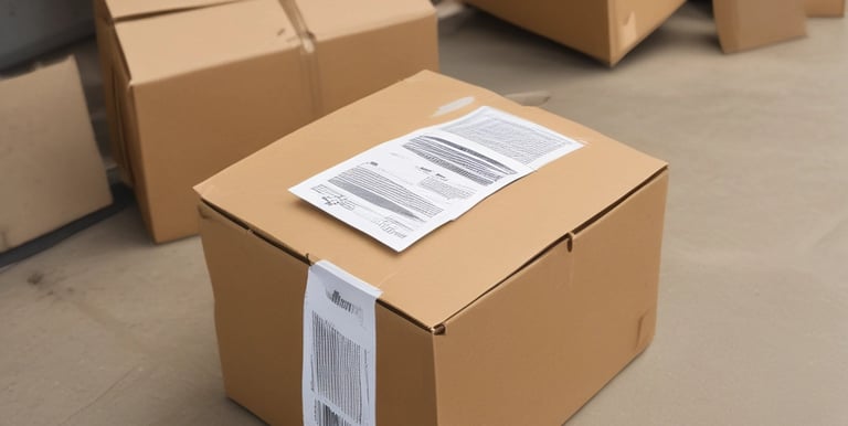 A smiling customer receiving a gold-packaged delivery box at their doorstep.