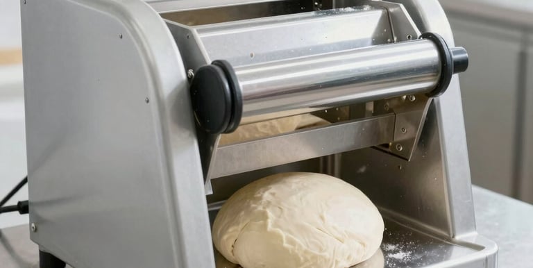 A busy commercial kitchen filled with stainless steel ovens, mixers, and cooking ranges.