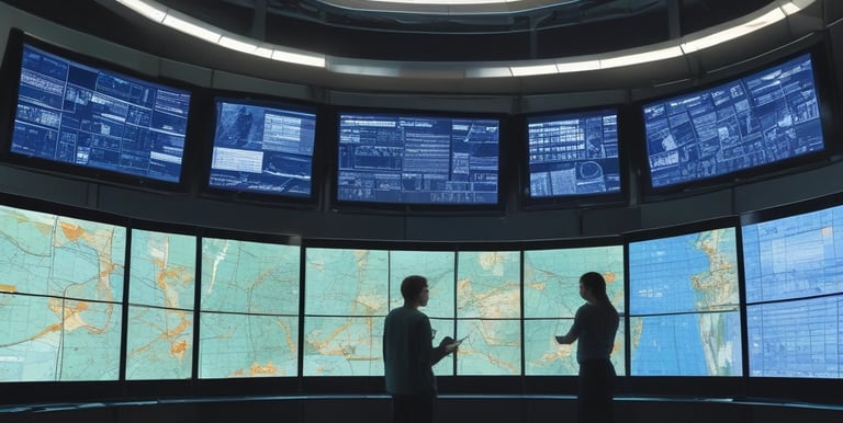 A modern digital interface showing technological schematics and automation controls.