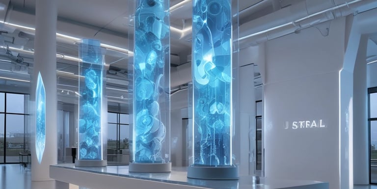 Engineers collaborating over architectural blueprints in a bright, modern workspace.