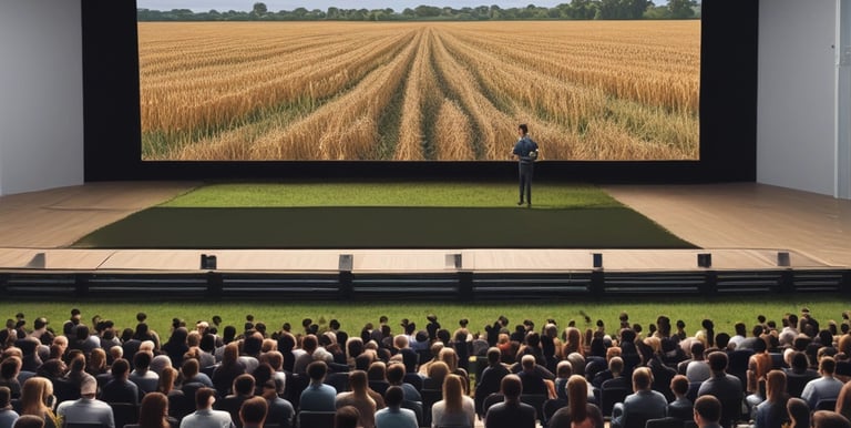 Close-up of a tablet displaying detailed agronomic data alongside crop growth visuals.