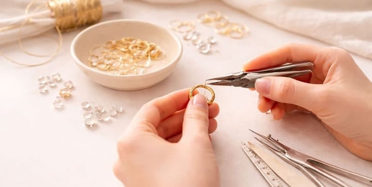 Creación de joyería artesanal en taller creativo de joyería.