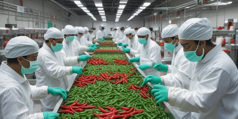 Close-up of freshly harvested green vegetables in a wooden crate, ready for export.
