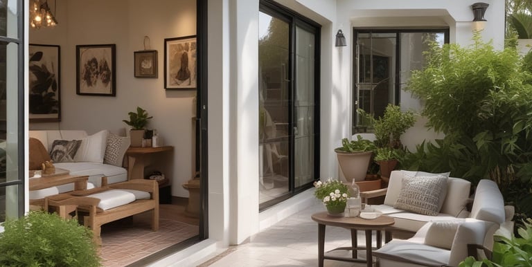 A spacious living room transformed with elegant design and cozy touches.