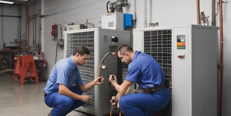 a small air conditioner with a blue and white air conditioner