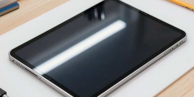 A modern laptop opened on a desk with visible hardware components being carefully inspected.