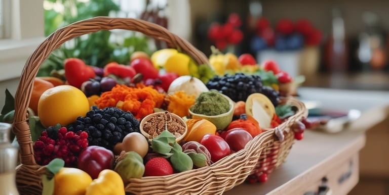 A cozy workshop setting with essential oils and fresh fruits on a wooden table.