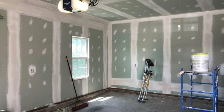 granby ma garage drywall taping job