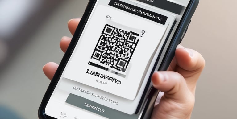 A modern workspace showing a laptop screen displaying advanced QR code analytics.