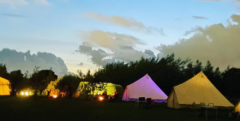 campsite by night let it glow