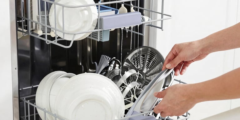 Technician repairing a modern refrigerator in a bright kitchen.
