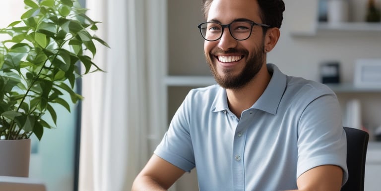 A bright, minimalistic workspace with a white background and black text accents.