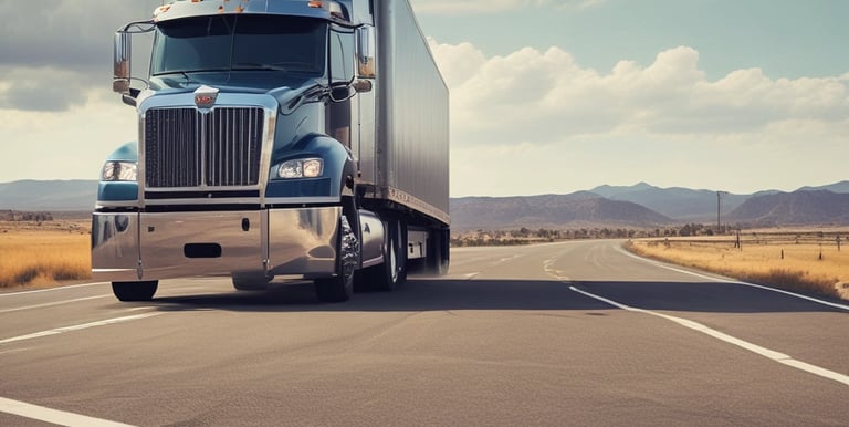 Image of a fleet of trucks on a highway illustrating the transportation division's logistics services.