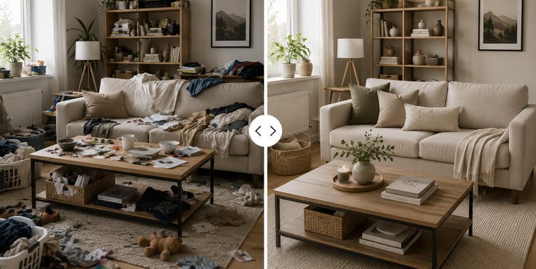 Before and after home organization transformation