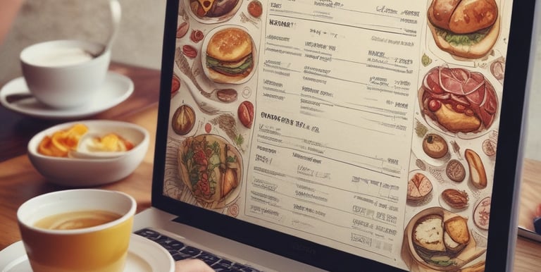 A craftsman working on a laptop, designing a website layout in a bright workshop.