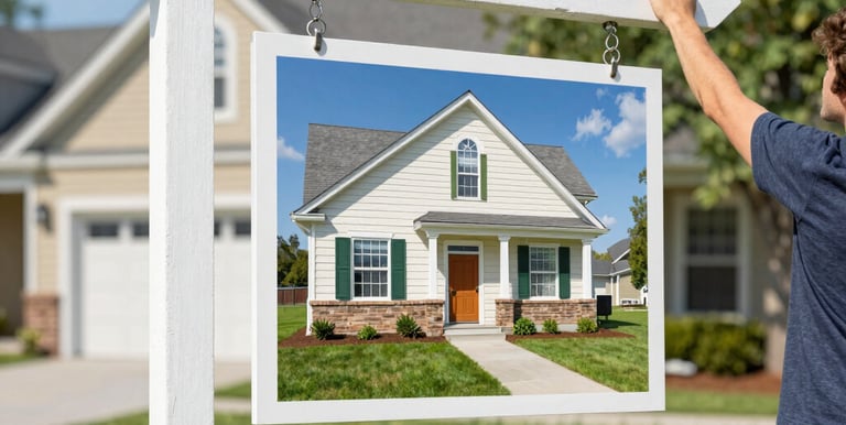 A Sign Runners OKC team member installing a bright open house yard sign in a sunny Oklahoma City neighborhood.