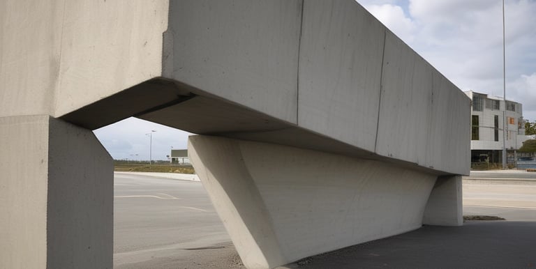 Close-up of a sturdy concrete barrier with visible texture and reinforced edges.