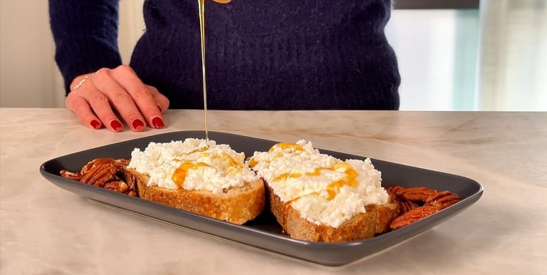 Assemble the bruschetta