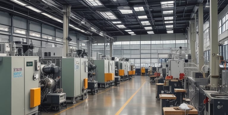 A cityscape featuring tall buildings under a partly cloudy sky. In the foreground, a row of bike-sharing stations is visible, with one bike secured. People can be seen walking in the distance, and vehicles are parked alongside the street. Trees provide green accents amidst the urban setting.