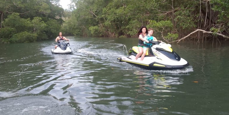 Jet ski tour through mangrove river in Guanacaste, Costa Rica