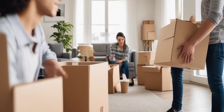 an elderly couple moving from a large home to a smaller condominium