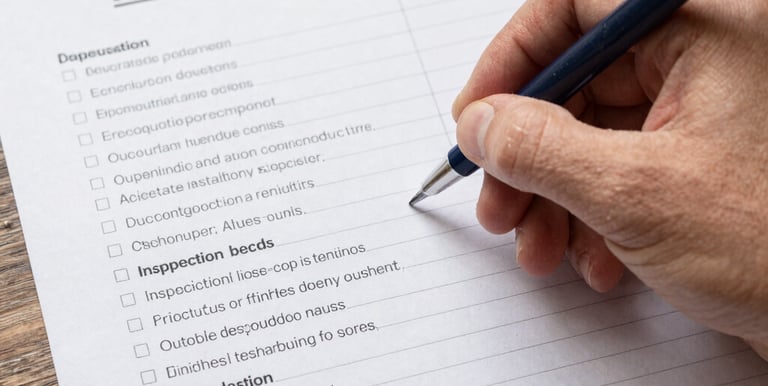Close-up of hands analyzing property documents and blueprints on a desk.