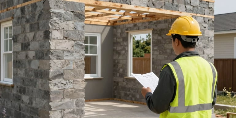 Close-up of hands analyzing property documents and blueprints on a desk.