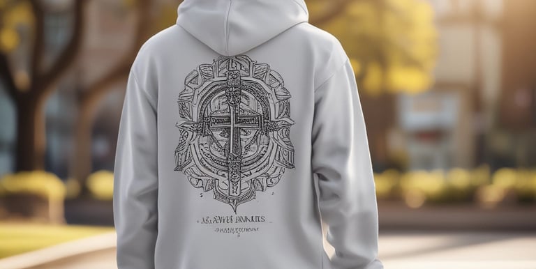 A serene image of a t-shirt with an inspirational Bible verse design.
