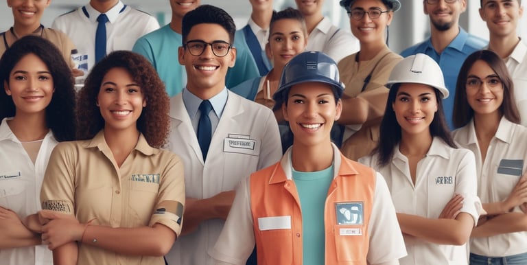 A diverse group of professionals engaged in a language training session.