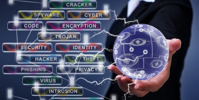 a person holding a glass ball with a map of the world