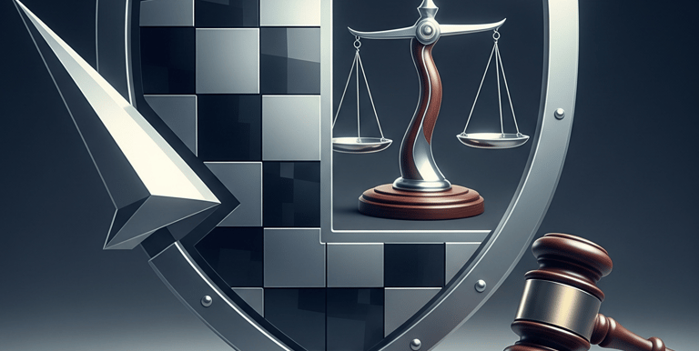 Escudo, ajedrez y balanza: defensa penal estratégica.