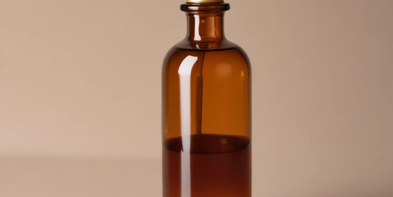 Amber dropper bottle filled with oil no label