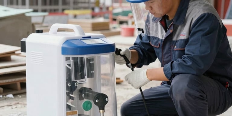 A team of engineers discussing a liquid dosing system design.