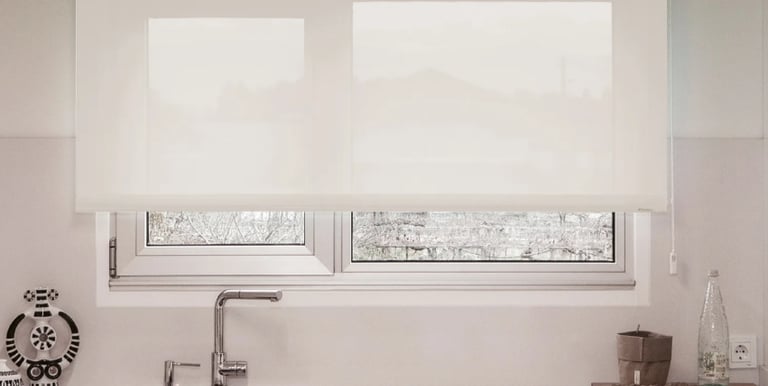 An image of a clean, white blind 