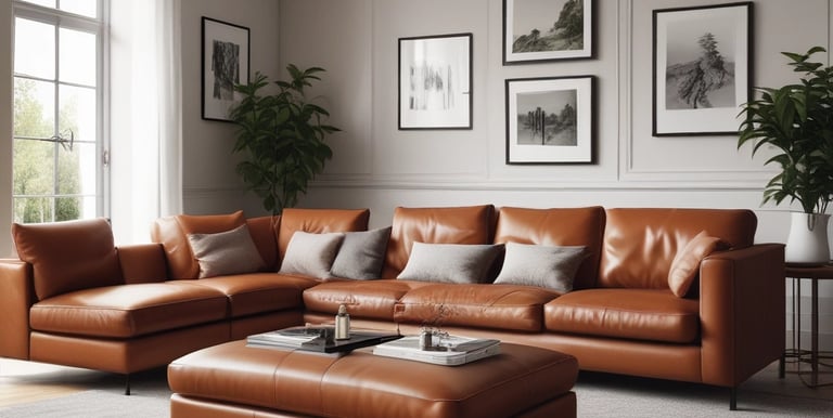 A cleaned sofa with leather