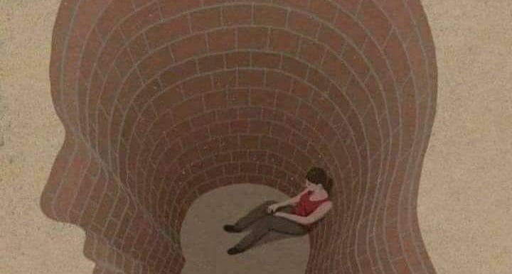 Ilustração de uma mulher depressiva que busca psicanálise online