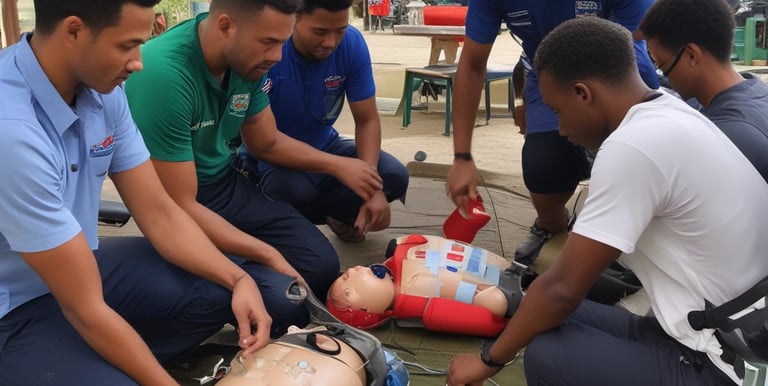 A person wearing a full diving suit, including a mask and fins, is carrying a large oxygen tank with a red fish logo on their back. The scene is set against a bright white building with red doors and an arched entrance, bathed in warm sunlight.