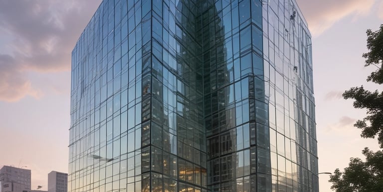 A sleek office environment showing a team collaborating over digital dashboards.
