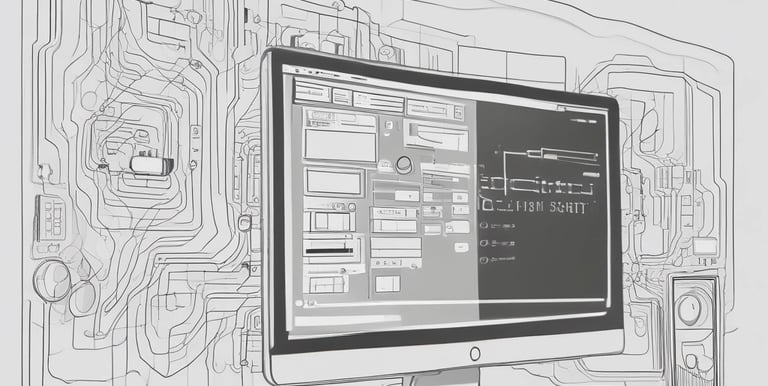 A developer working on a laptop with code on the screen in a dimly lit room.