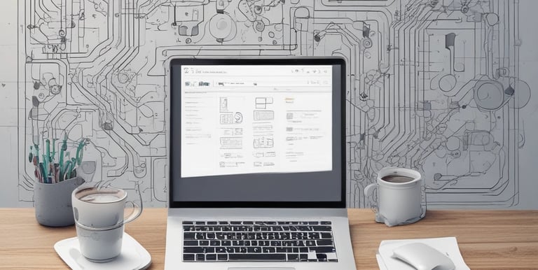 A developer working on a laptop with code on the screen in a dimly lit room.