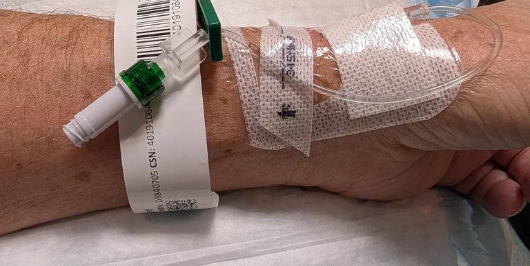 greg rowland with infusion port in his wrist