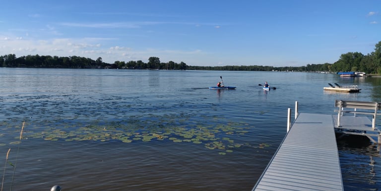 kayaking summer fun lakeside lake views southern michigan vrbo airbnb dock short term rental