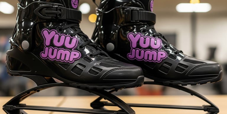 a pair of black kangoo jump boots with the words yuu jump