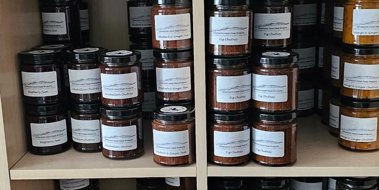 A selection of our seasonal jams and chutneys