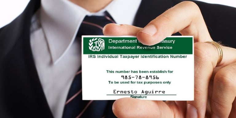 ITIN Number en USA. IRS. Department of the Treasure. Individual Taxpayer Identification number.