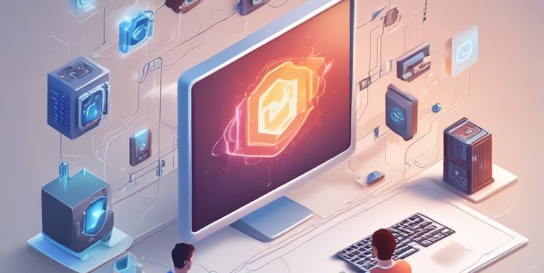 An individual is in front of a computer monitor displaying a detailed architectural or engineering design, possibly a floor plan or structural layout with measurements and annotations. The design is composed of various lines in colors like yellow, red, and green against a dark background, and the interface resembles a CAD software.