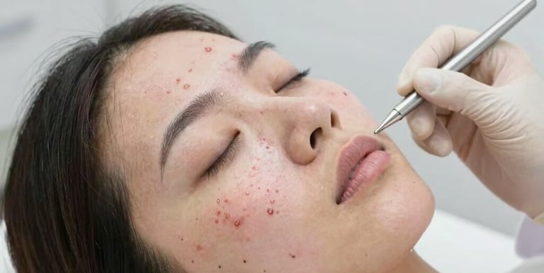 a woman with acne scar on her face