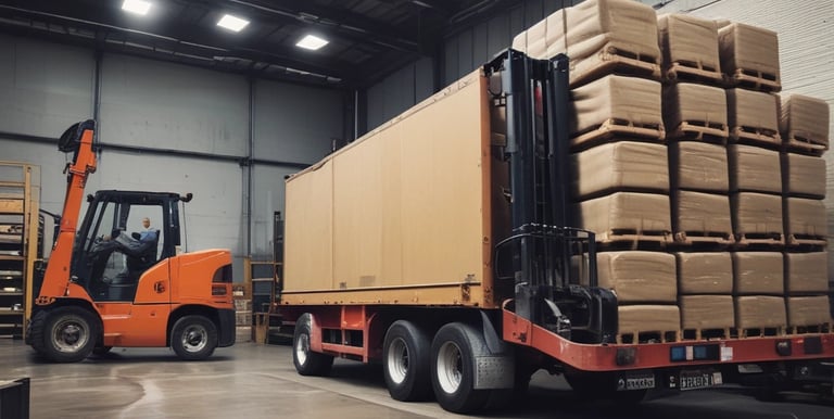 The image depicts an airplane on the tarmac at an airport with ground crew members working around it. The aircraft has elaborate black and white illustrations of animated characters on the fuselage. Cargo or luggage is being loaded into the airplane via specialized equipment, while ground personnel wearing safety gear are managing the process.