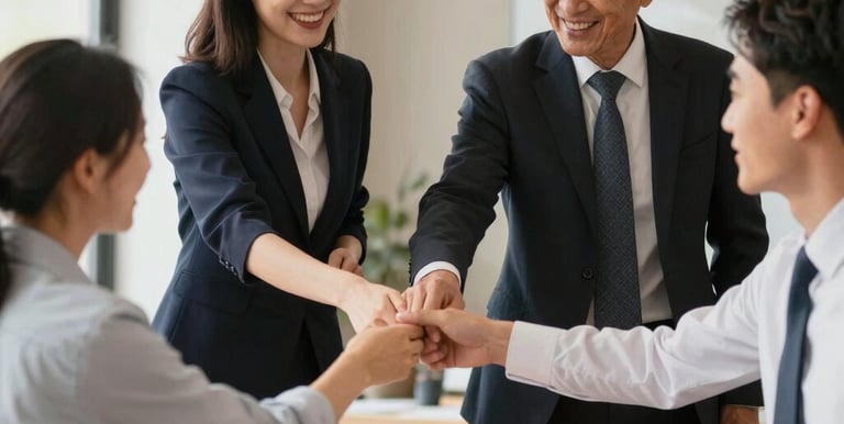 Close-up of hands reviewing detailed financial paperwork with a pen on a clean white surface.