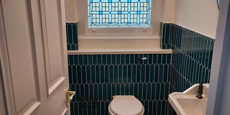 green tile bathroom